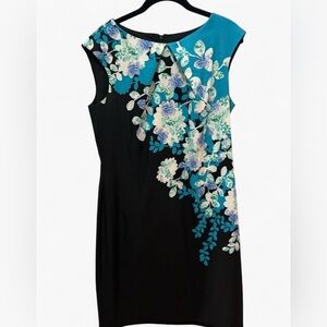 New York & Company Black and Blue Floral Mini Dress